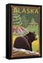 Alaska, Black Bear in Forest-Lantern Press-Framed Stretched Canvas