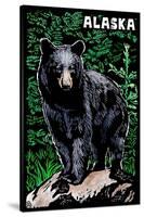 Alaska - Black Bear - Scratchboard-Lantern Press-Stretched Canvas