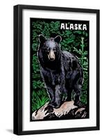 Alaska - Black Bear - Scratchboard-Lantern Press-Framed Art Print