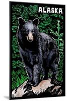 Alaska - Black Bear - Scratchboard-Lantern Press-Mounted Art Print