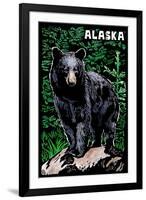 Alaska - Black Bear - Scratchboard-Lantern Press-Framed Art Print