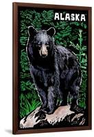 Alaska - Black Bear - Scratchboard-Lantern Press-Framed Art Print