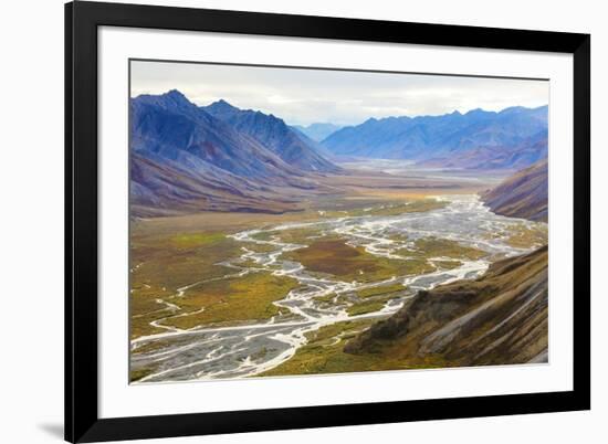 Alaska, Brooks Range, Arctic National Wildlife Refuge. Montain landscape and River.-Jaynes Gallery-Framed Premium Photographic Print