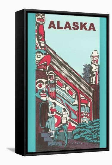 Alaska Building with Tlingit Motifs-null-Framed Stretched Canvas