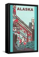Alaska Building with Tlingit Motifs-null-Framed Stretched Canvas
