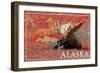 Alaska - Bull Moose-Lantern Press-Framed Art Print