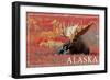 Alaska - Bull Moose-Lantern Press-Framed Art Print