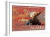 Alaska - Bull Moose-Lantern Press-Framed Art Print