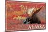 Alaska - Bull Moose-Lantern Press-Mounted Art Print