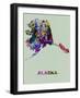 Alaska Color Splatter Map-NaxArt-Framed Art Print