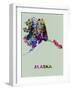 Alaska Color Splatter Map-NaxArt-Framed Art Print