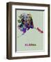Alaska Color Splatter Map-NaxArt-Framed Art Print