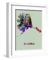 Alaska Color Splatter Map-NaxArt-Framed Art Print