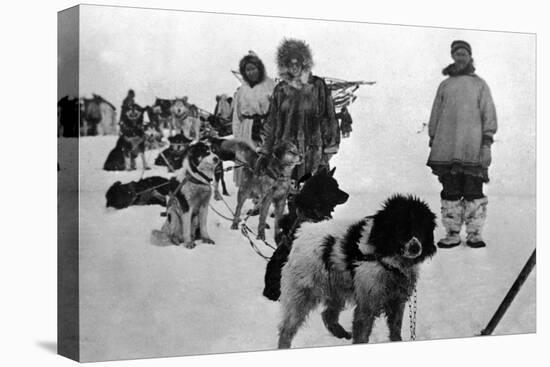 Alaska - Dog Sled Team and Men in Parkas-Lantern Press-Stretched Canvas