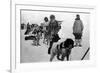 Alaska - Dog Sled Team and Men in Parkas-Lantern Press-Framed Art Print