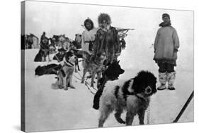 Alaska - Dog Sled Team and Men in Parkas-Lantern Press-Stretched Canvas