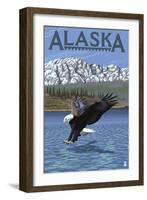 Alaska - Eagle Diving-Lantern Press-Framed Art Print