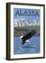 Alaska - Eagle Diving-Lantern Press-Framed Art Print