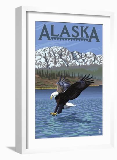 Alaska - Eagle Diving-Lantern Press-Framed Art Print