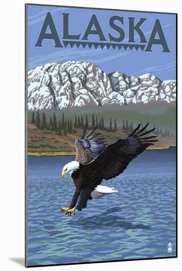 Alaska - Eagle Diving-Lantern Press-Mounted Art Print