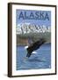 Alaska - Eagle Diving-Lantern Press-Framed Art Print