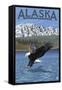 Alaska - Eagle Diving-Lantern Press-Framed Stretched Canvas