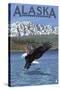 Alaska - Eagle Diving-Lantern Press-Stretched Canvas