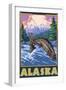 Alaska - Fly Fishing Scene-Lantern Press-Framed Art Print