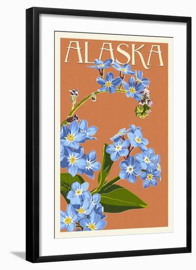 Alaska - Forget-Me-Nots-Lantern Press-Framed Art Print