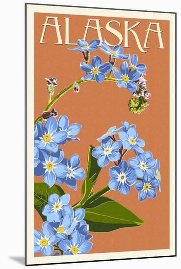 Alaska - Forget-Me-Nots-Lantern Press-Mounted Art Print