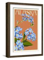 Alaska - Forget-Me-Nots-Lantern Press-Framed Art Print