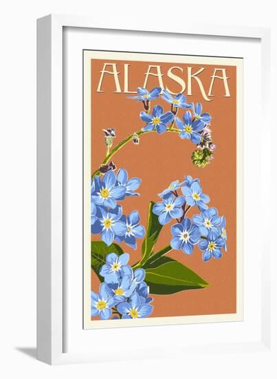 Alaska - Forget-Me-Nots-Lantern Press-Framed Art Print