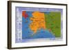 Alaska - Greetings From Alaska Map-Lantern Press-Framed Art Print