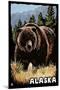Alaska - Grizzly Bear - Scratchboard-Lantern Press-Mounted Art Print