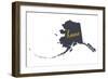 Alaska - Home State- Gray on White-Lantern Press-Framed Art Print