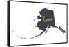 Alaska - Home State- Gray on White-Lantern Press-Framed Stretched Canvas