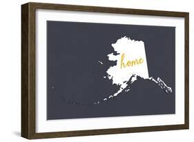 Alaska - Home State- White on Gray-Lantern Press-Framed Art Print