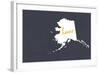 Alaska - Home State- White on Gray-Lantern Press-Framed Art Print