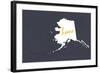 Alaska - Home State- White on Gray-Lantern Press-Framed Art Print