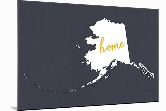 Alaska - Home State- White on Gray-Lantern Press-Mounted Art Print