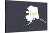 Alaska - Home State- White on Gray-Lantern Press-Stretched Canvas