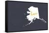 Alaska - Home State- White on Gray-Lantern Press-Framed Stretched Canvas