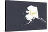 Alaska - Home State- White on Gray-Lantern Press-Stretched Canvas