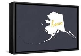 Alaska - Home State- White on Gray-Lantern Press-Framed Stretched Canvas