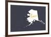 Alaska - Home State- White on Gray-Lantern Press-Framed Premium Giclee Print