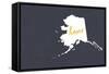 Alaska - Home State- White on Gray-Lantern Press-Framed Stretched Canvas