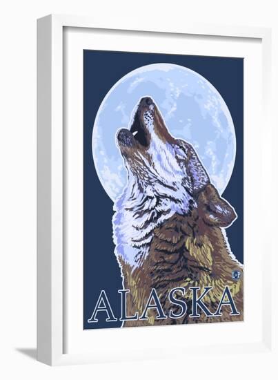 Alaska, Howling Wolf-Lantern Press-Framed Art Print