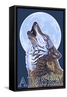 Alaska, Howling Wolf-Lantern Press-Framed Stretched Canvas