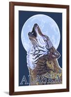 Alaska, Howling Wolf-Lantern Press-Framed Art Print