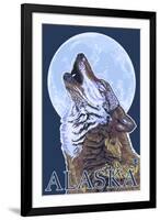 Alaska, Howling Wolf-Lantern Press-Framed Art Print